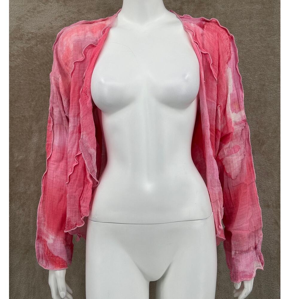 Sucesos Top‎ Womens Small Medium Pink 100% Cotton Topper Artsy Beachy Sheer Boho